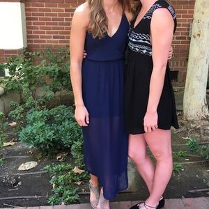 LUSH sheer skirt v-cut dress